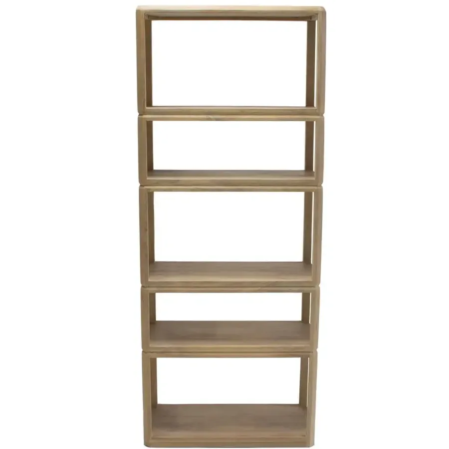 Boekenkasten|Boekenkasten-Giga Meubel Boekenkast Naturel Mangohout - 80x40x200cm - Noëlle