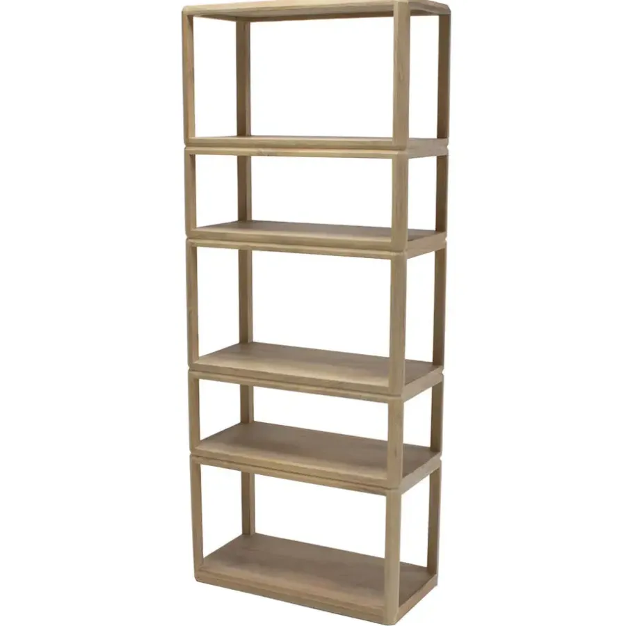 Boekenkasten|Boekenkasten-Giga Meubel Boekenkast Naturel Mangohout - 80x40x200cm - Noëlle