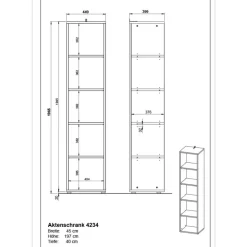 Boekenkasten|Boekenkasten-Germania Boekenkast Osmond 45cm - grafiet