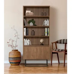 Boekenkasten|Boekenkasten-Arabic House Boekenkast Walnoot Bruin Melamine - 80x36x182cm - Rea