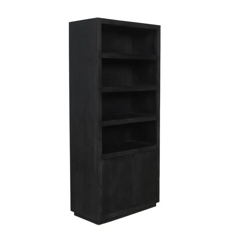StarFurn Boekenkast Zwart Hout - 90x45x200cm - Brussel