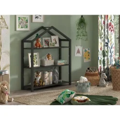 Boekenkasten|Boekenkasten-Vipack Boekenrek Dallas - 111x40x141cm - massief dennenhout - antraciet