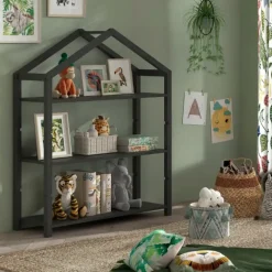 Boekenkasten|Boekenkasten-Vipack Boekenrek Dallas - 111x40x141cm - massief dennenhout - antraciet