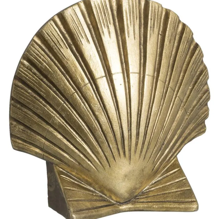Beelden-Leen Bakker Boekensteun Schelp - goudkleurig - 16x16x5 cm