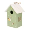 Tuindecoratie-Boltze Vogelhuisje - groen met wit dak - hout nestkastje - 22 cm