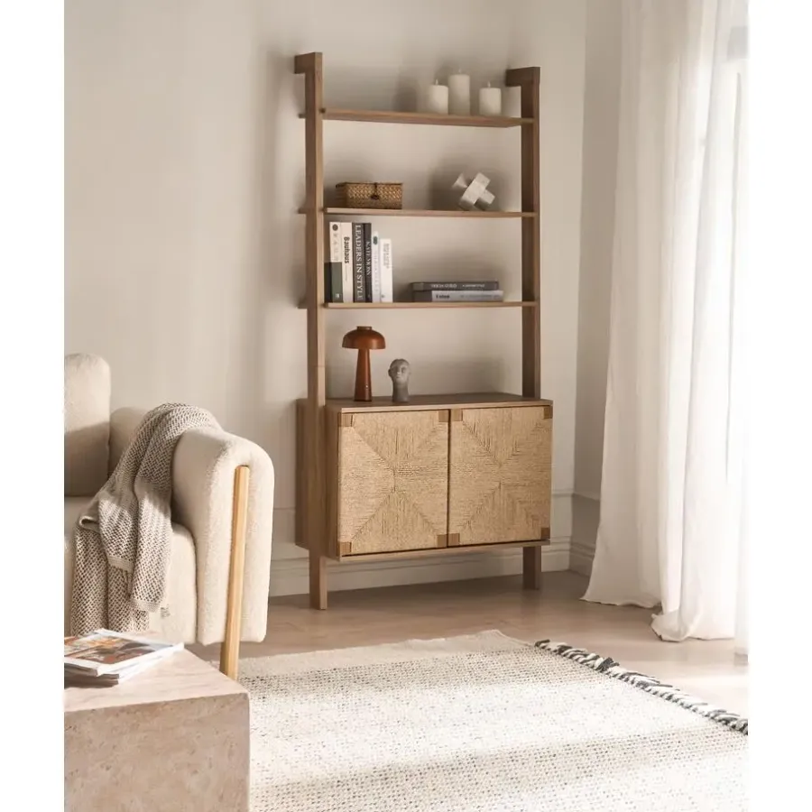 Boekenkasten|Boekenkasten-Leen Bakker BONDI - Boekenkast - Lichtbruin - Spaanplaat/Papiertouw