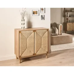 Dressoirs-Leen Bakker BONDI - Dressoir - Lichtbruin - 80 cm - Spaanplaat/Papiertouw