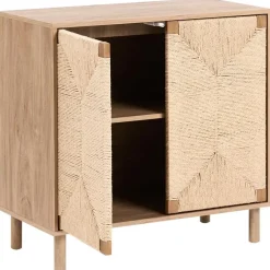 Dressoirs-Leen Bakker BONDI - Dressoir - Lichtbruin - 80 cm - Spaanplaat/Papiertouw