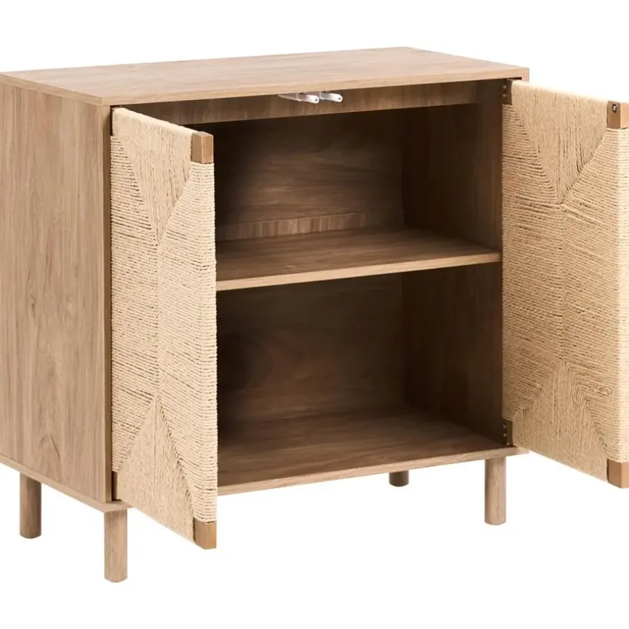 Dressoirs-Leen Bakker BONDI - Dressoir - Lichtbruin - 80 cm - Spaanplaat/Papiertouw