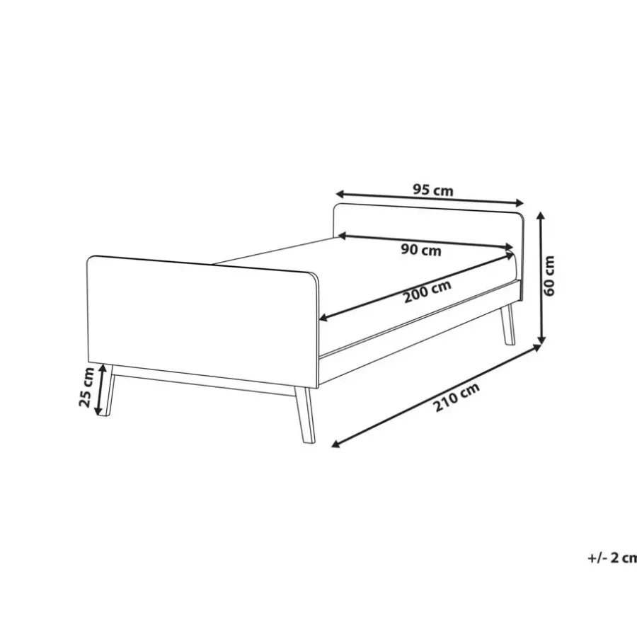 Beliani BONNAC - Eenpersoonsbed - Grijs - 90 x 200 cm - Dennenhout