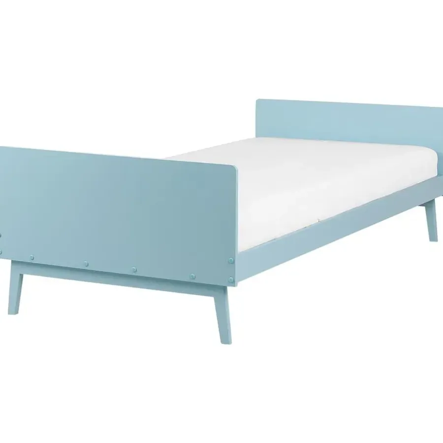 Kinderbedden-Beliani BONNAC - Eenpersoonsbed - Lichtblauw - 90 x 200 cm - Dennenhout