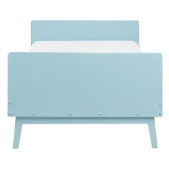 Kinderbedden-Beliani BONNAC - Eenpersoonsbed - Lichtblauw - 90 x 200 cm - Dennenhout