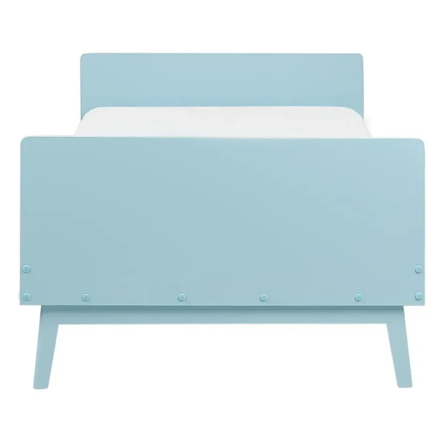 Kinderbedden-Beliani BONNAC - Eenpersoonsbed - Lichtblauw - 90 x 200 cm - Dennenhout