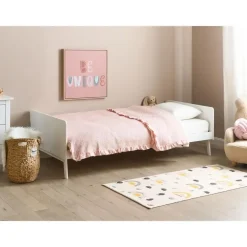 Kinderbedden-Beliani BONNAC - Eenpersoonsbed - Wit - 90 x 200 cm - Dennenhout