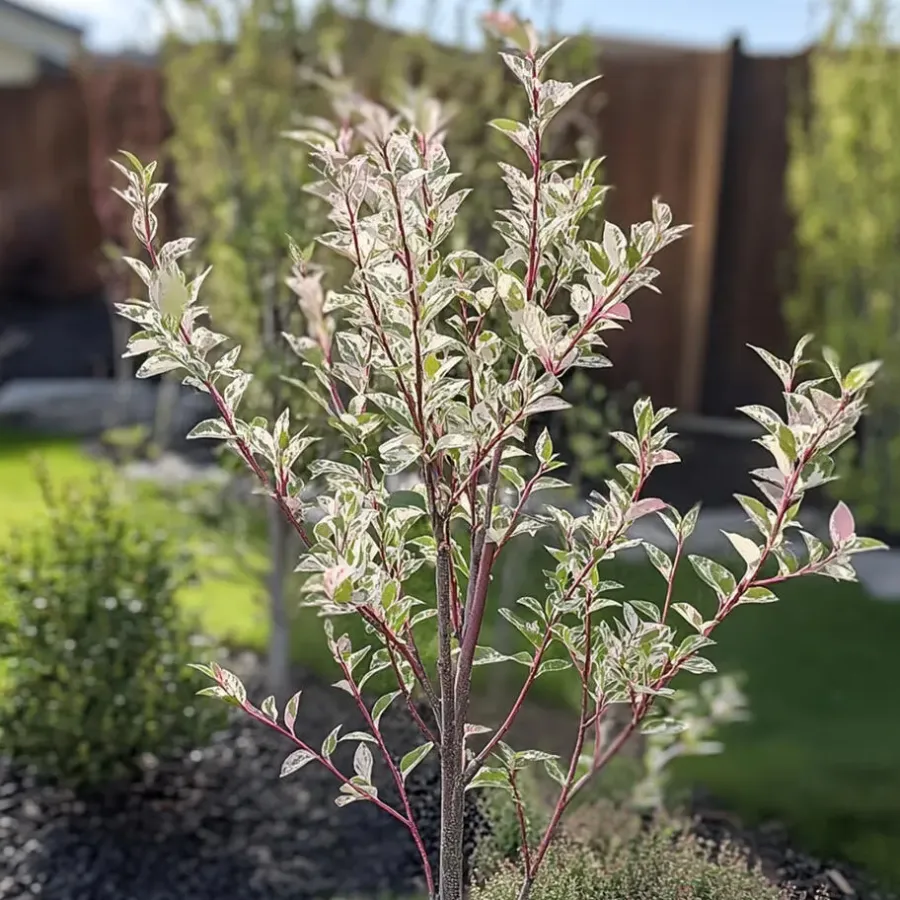 Plant in a Box Bonte dwergwilg - Set van 4 - Salix integra 'Flamingo' - Hoogte 60-80cm - ⌀17cm