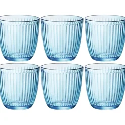 Waterglazen-Bormioli Rocco Drinkglazen - 6x - blauw - tumbler glas - 290 ml