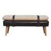Artisan Furniture Bouclé Buffalo Hide Zwart Leren Bank, Bruin