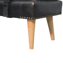 Artisan Furniture Bouclé Buffalo Hide Zwart Leren Bank, Bruin