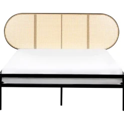 Beliani BOULIN - Tweepersoonsbed - Zwart - 140 x 200 cm - PE rotan