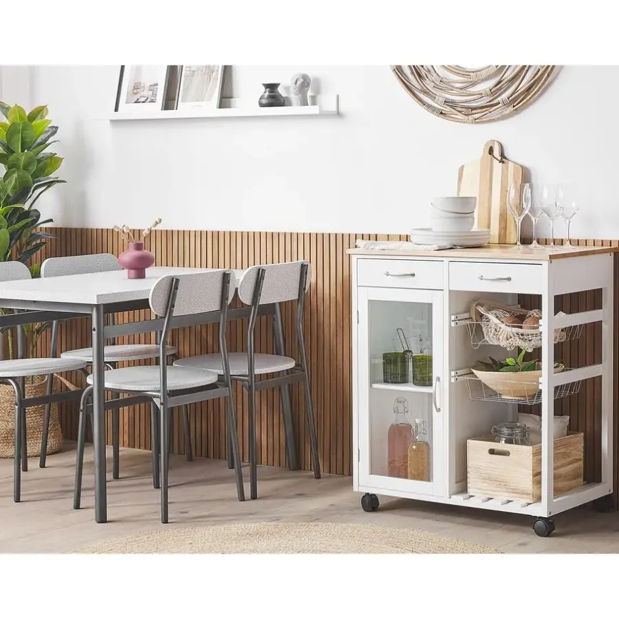 Beliani BOVES - Keukentrolley - Wit - MDF