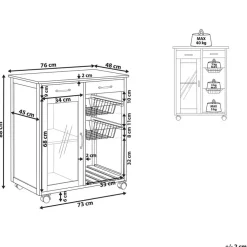 Beliani BOVES - Keukentrolley - Wit - MDF