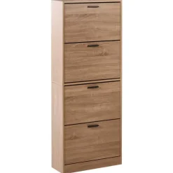 Schoenenkasten-Leen Bakker BOWRAL - Schoenenkast 4 vakken - Lichtbruin - Vezelplaat