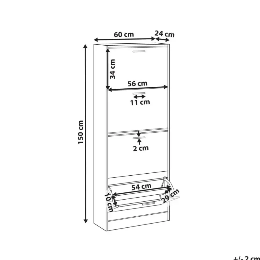 Schoenenkasten-Leen Bakker BOWRAL - Schoenenkast 4 vakken - Lichtbruin - Vezelplaat