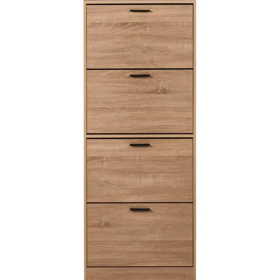 Schoenenkasten-Leen Bakker BOWRAL - Schoenenkast 4 vakken - Lichtbruin - Vezelplaat
