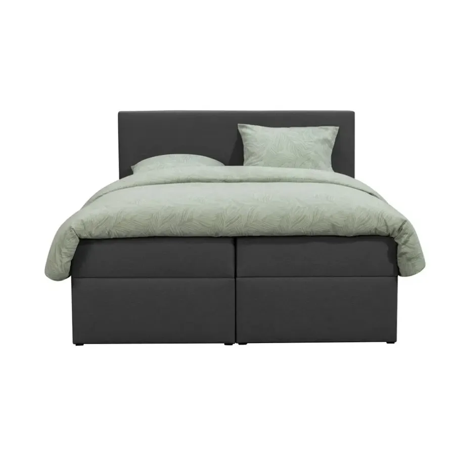 2-Persoons Boxsprings-Leen Bakker Boxcombinatie met opbergruimte Orebro 6-delig - antraciet - 140x200 cm