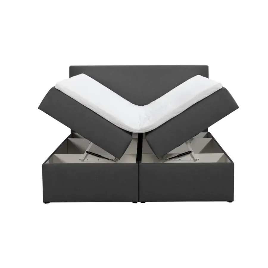 2-Persoons Boxsprings-Leen Bakker Boxcombinatie met opbergruimte Orebro 6-delig - antraciet - 140x200 cm