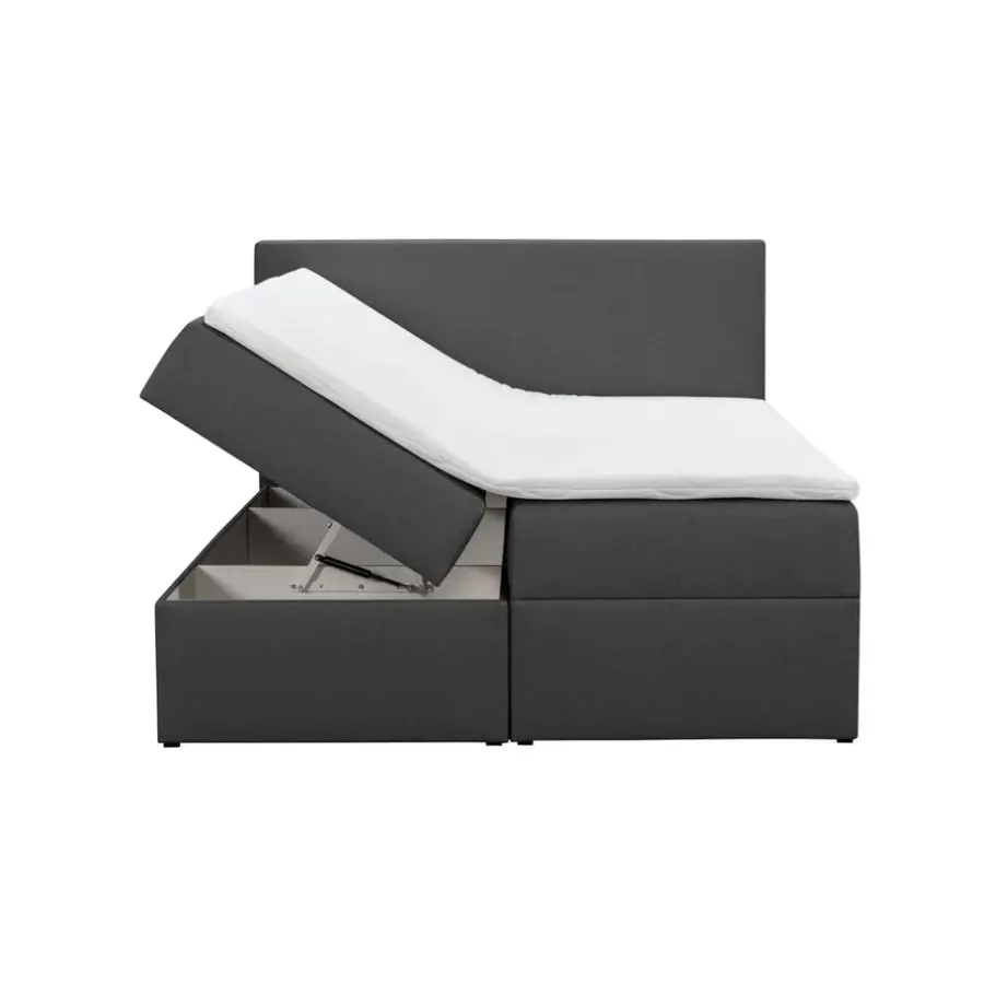 2-Persoons Boxsprings-Leen Bakker Boxcombinatie met opbergruimte Orebro 6-delig - antraciet - 140x200 cm
