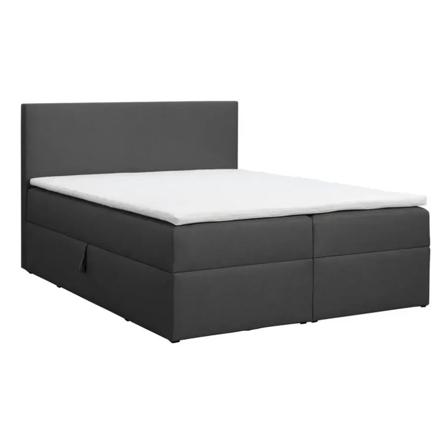 2-Persoons Boxsprings-Leen Bakker Boxcombinatie met opbergruimte Orebro 6-delig - antraciet - 140x200 cm