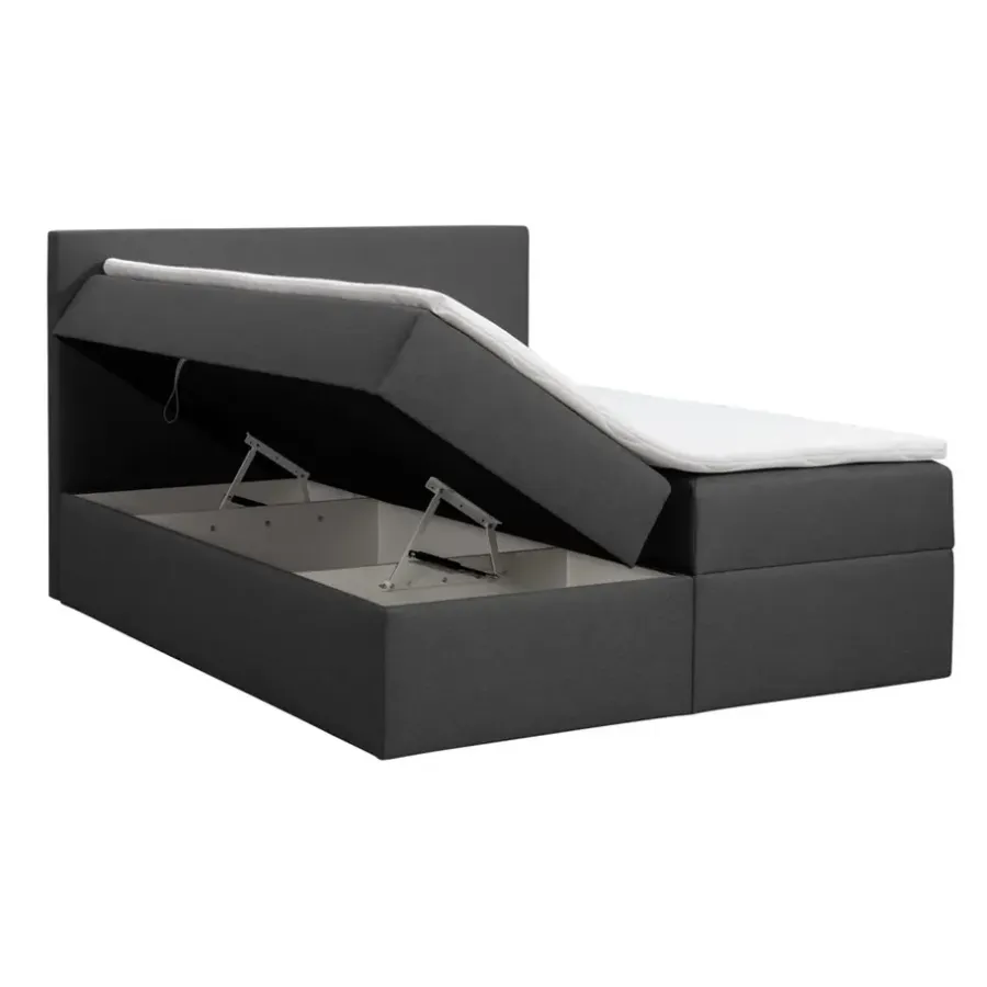 2-Persoons Boxsprings-Leen Bakker Boxcombinatie met opbergruimte Orebro 6-delig - antraciet - 140x200 cm