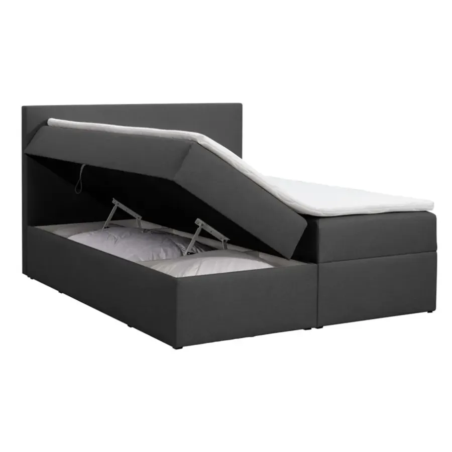 2-Persoons Boxsprings-Leen Bakker Boxcombinatie met opbergruimte Orebro 6-delig - antraciet - 140x200 cm