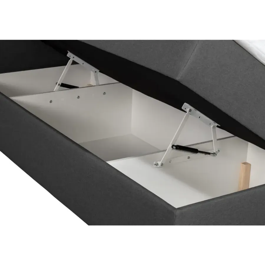 2-Persoons Boxsprings-Leen Bakker Boxcombinatie met opbergruimte Orebro 6-delig - antraciet - 140x200 cm