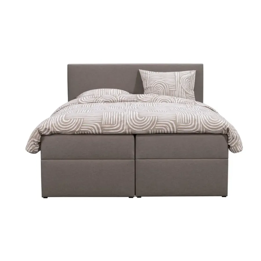 2-Persoons Boxsprings-Leen Bakker Boxcombinatie met opbergruimte Orebro 6-delig - taupe - 160x200 cm