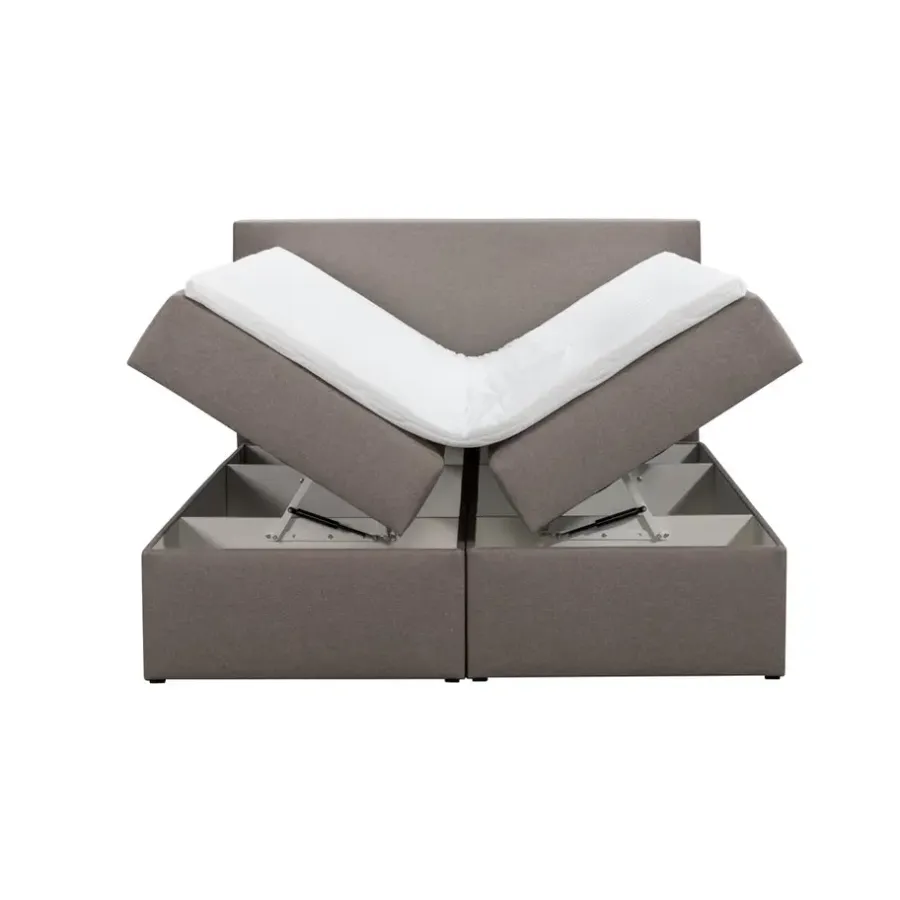 2-Persoons Boxsprings-Leen Bakker Boxcombinatie met opbergruimte Orebro 6-delig - taupe - 140x200 cm