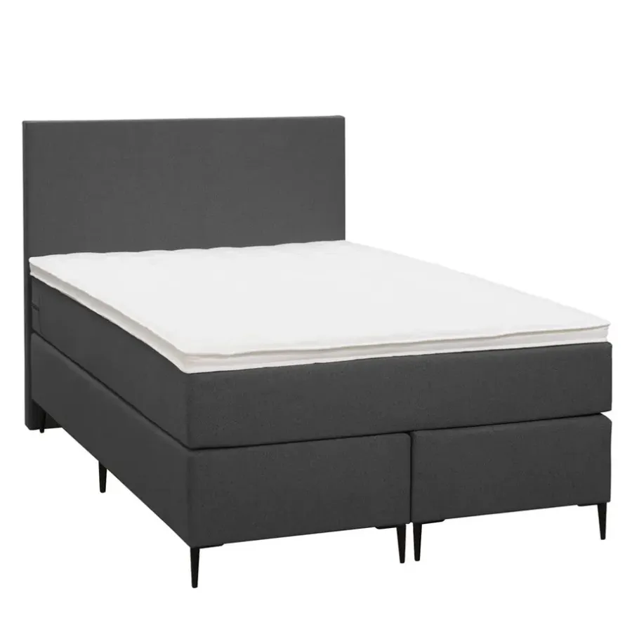 1-Persoons Boxsprings-Leen Bakker Boxspring Liv egaal - antraciet - 120x200 cm - slanke poot