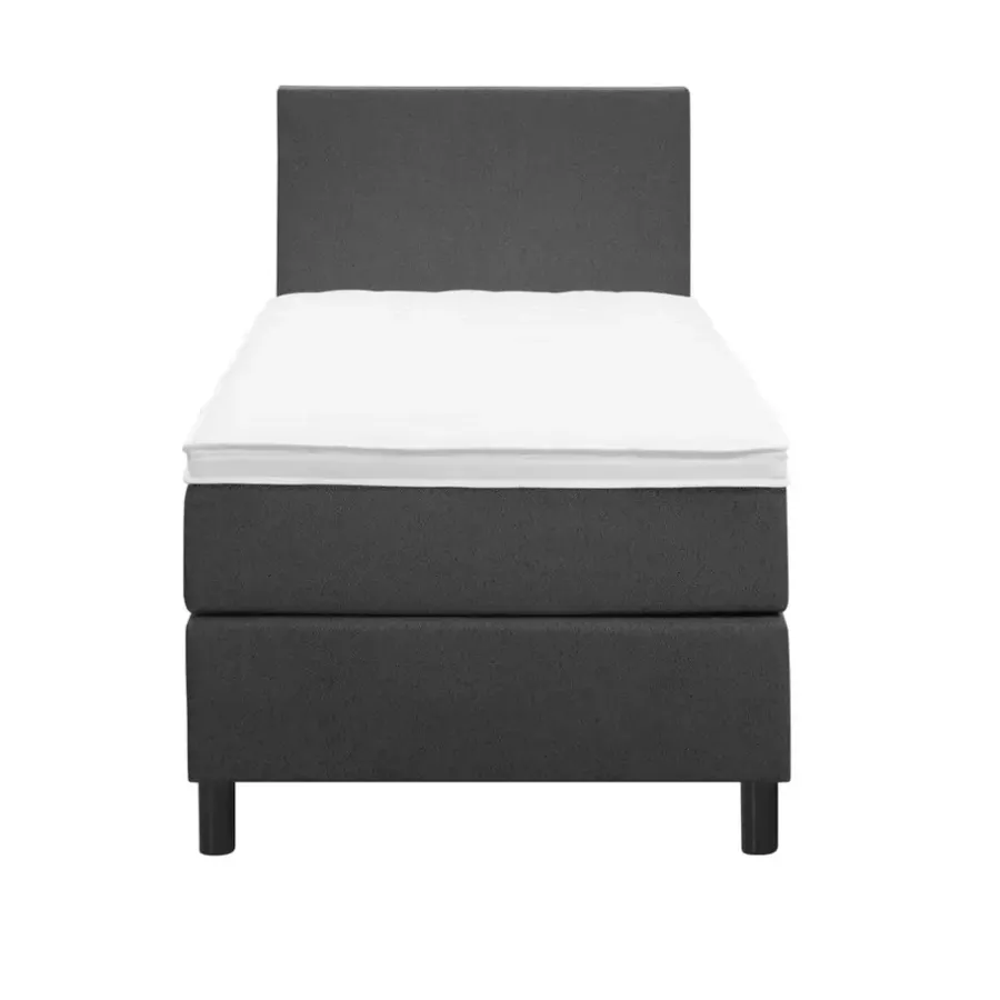 1-Persoons Boxsprings-Leen Bakker Boxspring Liv egaal - antraciet - 90x200 cm - ronde poot