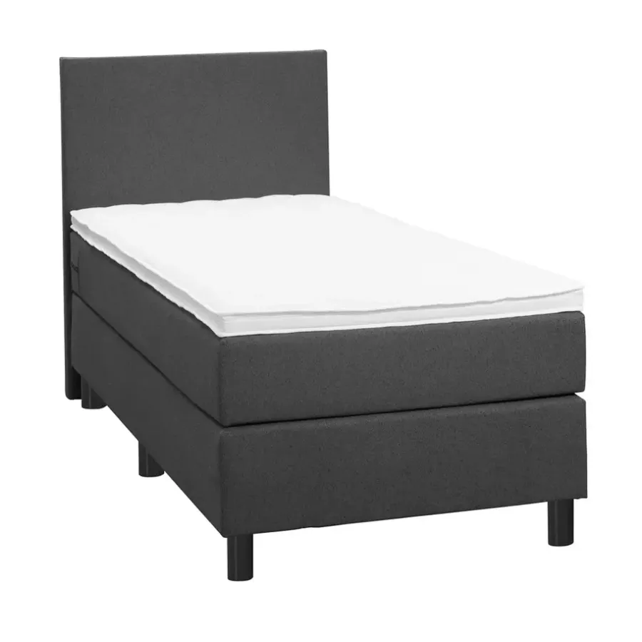 1-Persoons Boxsprings-Leen Bakker Boxspring Liv egaal - antraciet - 90x200 cm - ronde poot