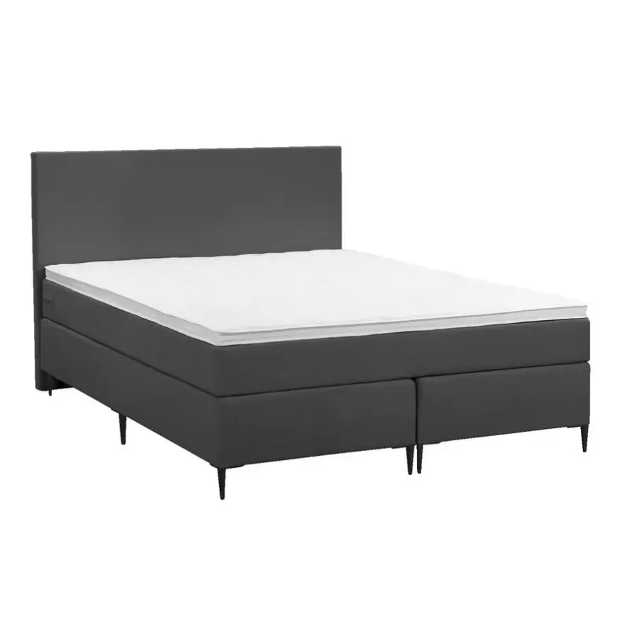 2-Persoons Boxsprings-Leen Bakker Boxspring Liv egaal - antraciet - 140x200 cm - slanke poot