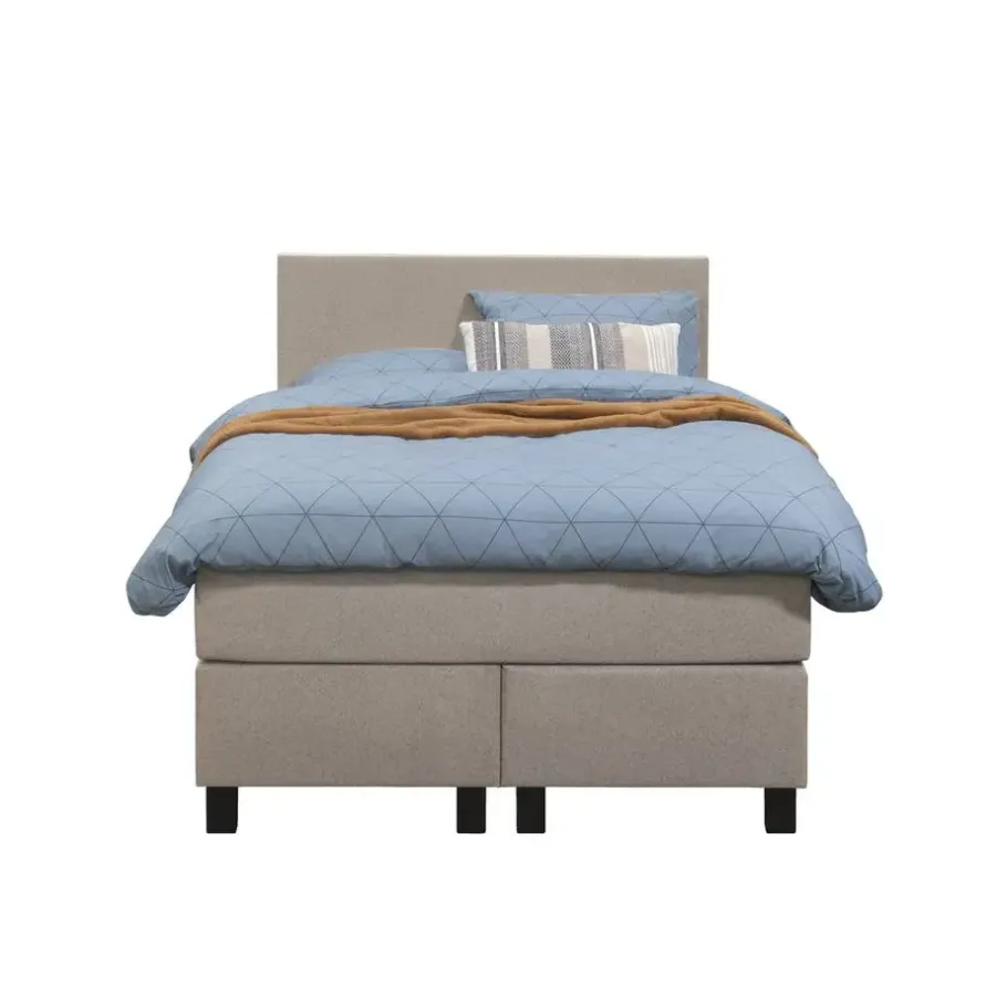 1-Persoons Boxsprings-Leen Bakker Boxspring Liv egaal - beige - 120x200 cm - vierkante poot