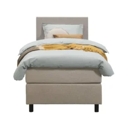 Leen Bakker Boxspring Liv egaal - beige - 90x200 cm - ronde poot