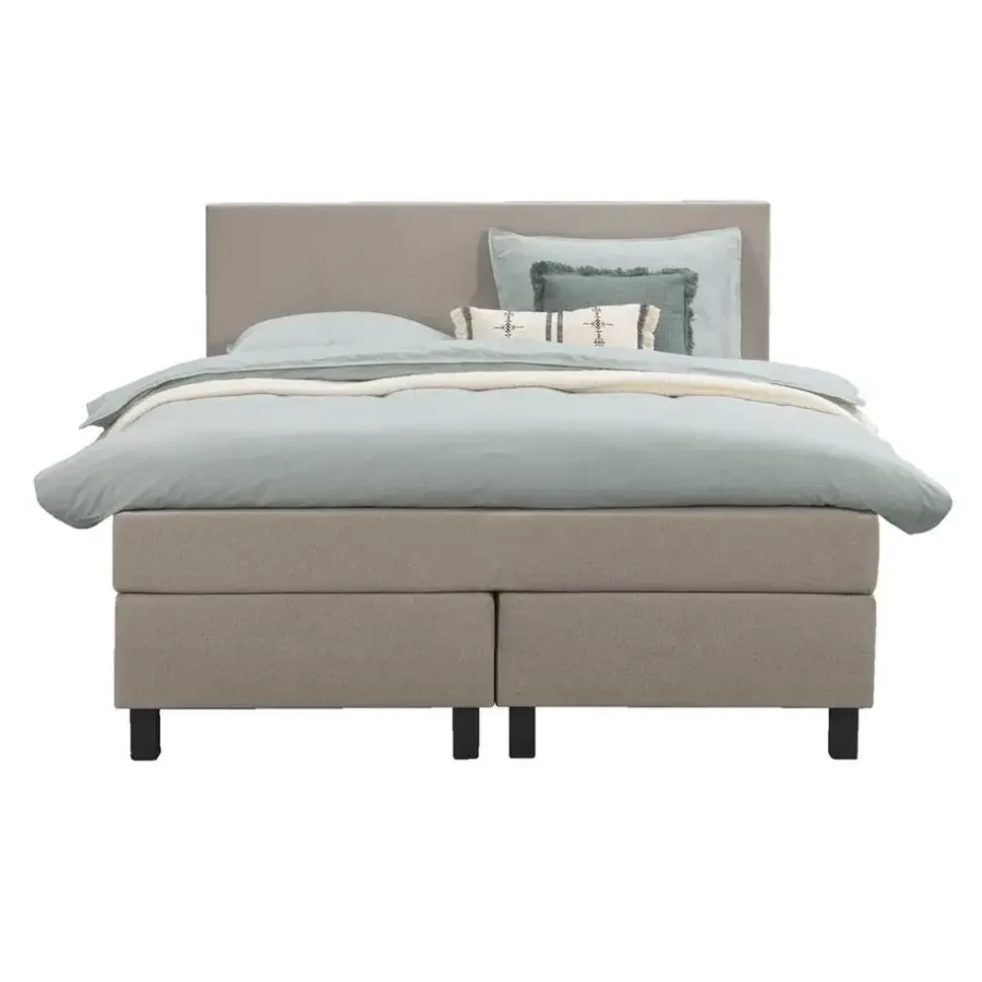 2-Persoons Boxsprings-Leen Bakker Boxspring Liv egaal - beige - 140x200 cm - vierkante poot