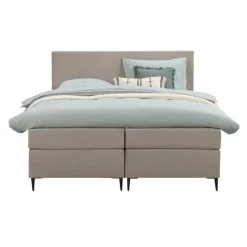 2-Persoons Boxsprings-Leen Bakker Boxspring Liv egaal - beige - 160x200 cm - slanke poot