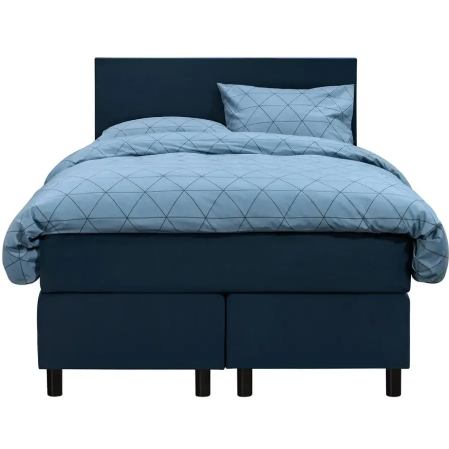 1-Persoons Boxsprings-Leen Bakker Boxspring Liv egaal - blauw - 120x200 cm - ronde poot