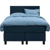 Leen Bakker Boxspring Liv egaal - blauw - 120x200 cm - vierkante poot