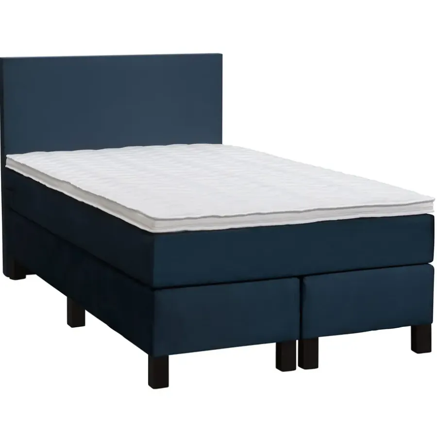 Leen Bakker Boxspring Liv egaal - blauw - 120x200 cm - vierkante poot