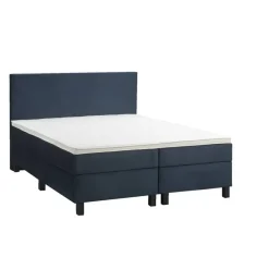 2-Persoons Boxsprings-Leen Bakker Boxspring Liv egaal - blauw - 160x200 cm - vierkante poot