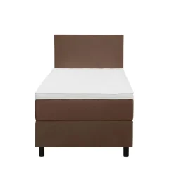 1-Persoons Boxsprings-Leen Bakker Boxspring Liv egaal - bruin - 90x200 cm - ronde poot